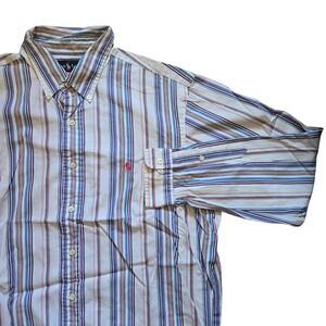 Polo Ralph Lauren Custom Fit Dress Shirt Mens 17.5 XL Blue Striped
